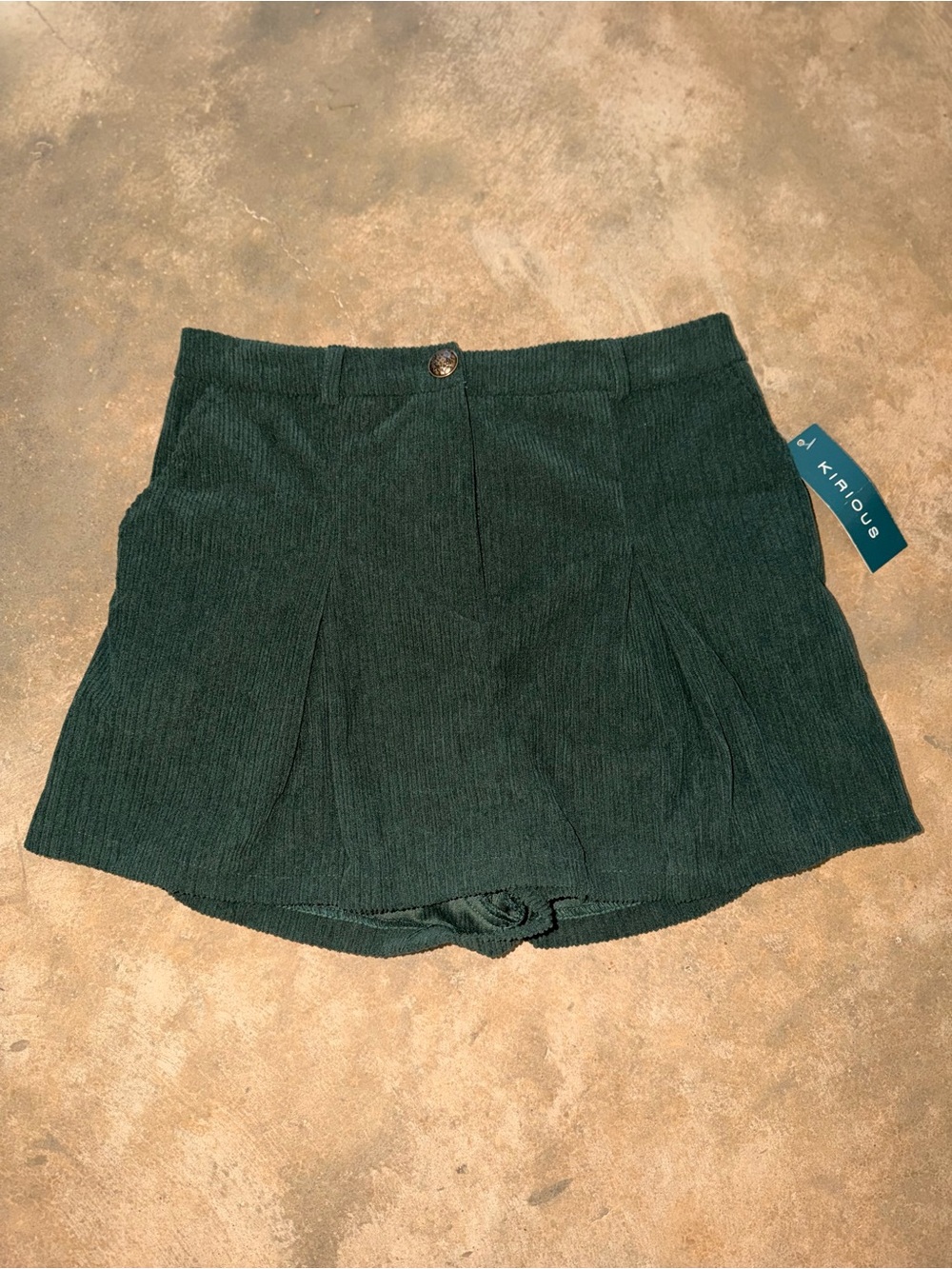 Kirious Green Corduroy Skort Small Pleated Mini Fall Preppy NWT